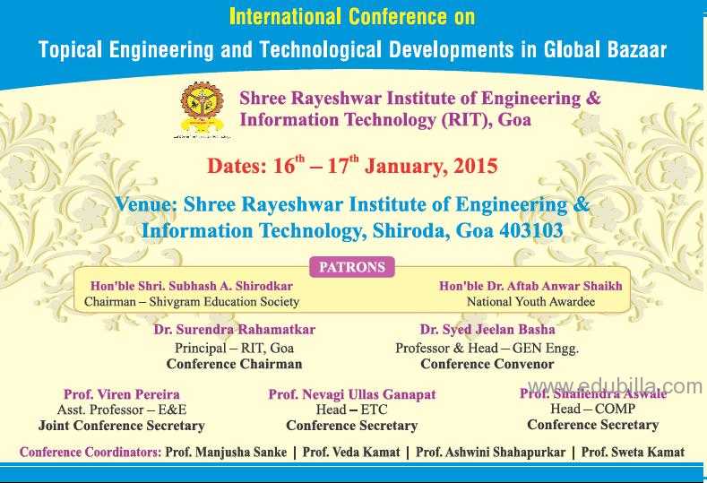 International Conference on Topical Engineering & Technological Developments in Global Bazaar